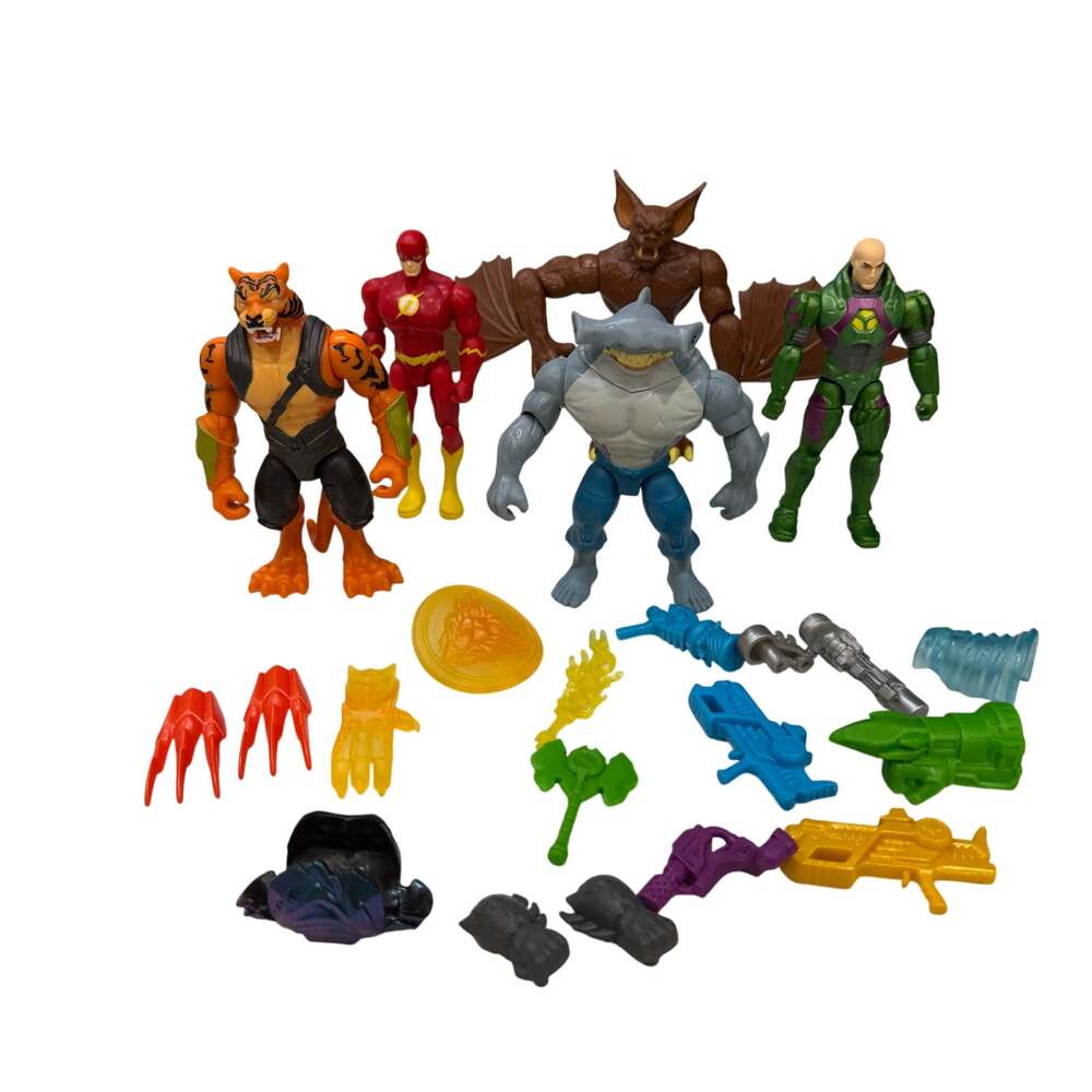 DC Spin Master 4” Figure Lot Bronze Tiger Lex Luthor King Shark Man-Bat Flash